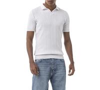 Redbridge by Tarz Cool - Polo a maglia con motivo a treccia - manica corta, colletto polo slim fit per look casual elegante, bianco, XL