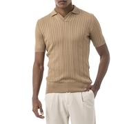 Redbridge by Tarz Cool - Polo a maglia con motivo a treccia - manica corta, colletto polo slim fit per look casual elegante, marrone, S
