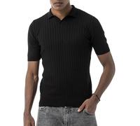 Redbridge by Tarz Cool - Polo a maglia fine con motivo strutturato, maniche corte, slim fit, look casual, Nero , M
