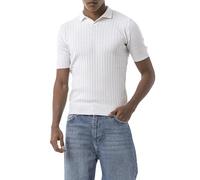 Redbridge by Tarz Cool - Polo a maglia fine con motivo strutturato, maniche corte, slim fit, look casual, bianco, XL
