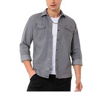 Redbridge - Camicia in denim di alta qualità, in cotone, casual, grigio., XL