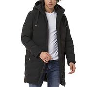 Redbridge Cappotto trapuntato, parka a buffer, lungo con cappuccio e chiusura lampo, giacca invernale leggermente imbottita con tasche, vestibilità regolare, Nero , L