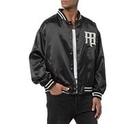 Redbridge Giacca da College in Stile Satin - Elegante Giacca Varsity con Ricamo e Bottoni a Pressione, Nero , M