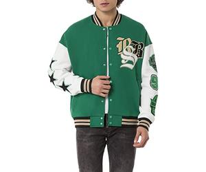 Redbridge Giacca da college unisex in stile retrò, elegante giacca Varsity con ricami per il tempo libero e lo streetwear, Verde/Bianco, M