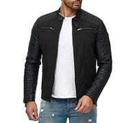 Redbridge Giacca da Uomo in Pelle Sintetica similepelle Giubbino Mezza Stagione Stile Biker Nero 3XL