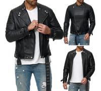 Redbridge Herren Bikerjacke Giacca Biker in Ecopelle Nera M6072