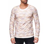 Redbridge Herren Pullover Manica Lunga Camouflage 2 Strati Oversize Beige S-XXL