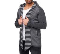 Redbridge Herren Strickjacke Kapuze Grau Regular Gestreift Ohne Verschluss M3621