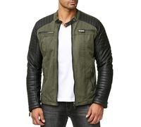 RED BRIDGE Redbridge R-41451W - Giacca da motociclista in ecopelle con cuciture trapuntate XS-5XL M6070 - Cachi XXXL