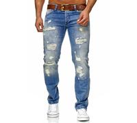 Redbridge Jeans Uomo Denim Destroyed Regular Fit Blu Usato