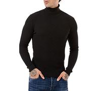 Redbridge Maglia a Collo Alto da Uomo Dolcevita Maglione Nero XXL