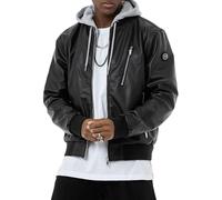 Redbridge Red Bridge - Giacca in pelle sintetica da uomo, con cappuccio rimovibile, Nero , S