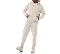 Redbridge Set da uomo elegante in tuta da jogging con cappuccio e pantaloni da jogging, in felpa premium, taglio ampio, pietra, XXL