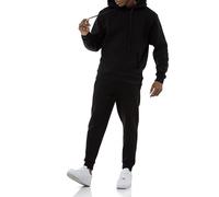 Redbridge Set da uomo elegante in tuta da jogging con cappuccio e pantaloni da jogging, in felpa premium, taglio ampio, Nero , M