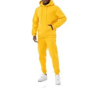 Redbridge Set da uomo elegante in tuta da jogging con cappuccio e pantaloni da jogging, in felpa premium, taglio ampio, giallo., M
