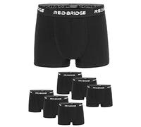 Redbridge Set di boxer da uomo, confezione da 6 mutandine aderenti in cotone, elastico in vita con logo, comoda biancheria intima dal taglio classico, Nero , M