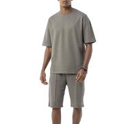 Redbridge Set estivo da uomo, in due pezzi, con maglietta e pantaloncini oversize, look minimalista, cachi, L