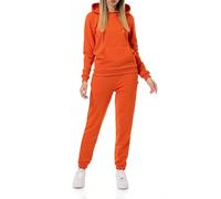 Redbridge Tuta da jogging da donna, comoda in due pezzi, con cappuccio e pantaloni da jogging, casual, per lo sport e la vita quotidiana, Colore: arancione., M