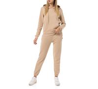 Redbridge Tuta da jogging da donna, comoda in due pezzi, con cappuccio e pantaloni da jogging, casual, per lo sport e la vita quotidiana, beige., XL