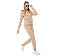 Redbridge Tuta da jogging da donna, comoda in due pezzi, con cappuccio e pantaloni da jogging, casual, per lo sport e la vita quotidiana, beige., S