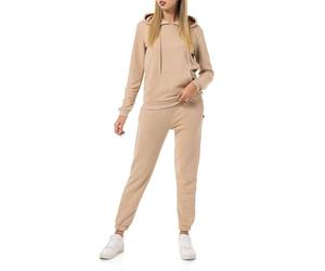 Redbridge Tuta da jogging da donna, comoda in due pezzi, con cappuccio e pantaloni da jogging, casual, per lo sport e la vita quotidiana, beige., L