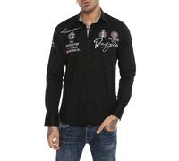 Redbridge Uomo Camicia Tempo Libero Regular Fit Manica R-Style Ricamato Base