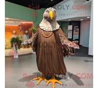 REDBROKOLY Mascot Personaggio mascotte del gabbiano marrone vestito con un maxi vestito e imbottiture per i piedi