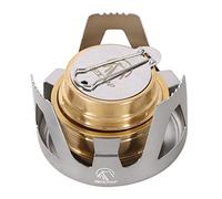 REDCAMP Mini bollitore alcolico con backpacking, fornello da campeggio, in ottone leggero, bruciatore a spirito spirito, fornello da campeggio con copertura del fornello, portatile con supporto in
