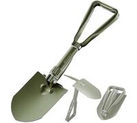 REDCAMP Pala da campeggio pieghevole militare, in acciaio ad alto tenore di carbonio, pala con manico a tre pieghe e coperchio... (verde 1,1 kg)