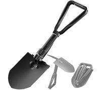 REDCAMP Pala da campeggio pieghevole militare, in acciaio al carbonio ad alto tenore di carbonio, pala con manico pieghevole in tre parti, con coperchio, nero 1,1 kg