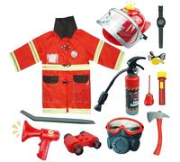 RedCarb Costume Pompiere Bambino Vestito con Spruzzatore Accessori per Costumi da Vigile del Fuoco per Carnevale Halloween, 12 Pezzi