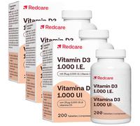 Redcare Vita Vitamina D3 1000 I.E. Set da 3 3x200 pz Compresse