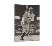 REDCHAMBER Poster con stampa artistica da parete, motivo: Babe Ruth, motivo: Batting Action Sports (60 x 90 cm)