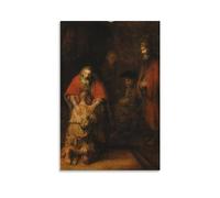 REDCHAMBER Stampa artistica da parete su tela, motivo: pittori olandesi Rembrandt, Il ritorno del figliol prodigo, decorazione artistica da parete per la casa, 60 x 90 cm