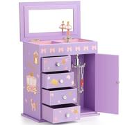 Redcoutt Portagioie per Bambine - Carillon per Bambine con Principessa, con Cassetti, Regalo da Favola per Compleanni, Portagioie per Bambine dai 3 ai 15 Anni (viola)