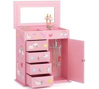 Redcoutt Portagioie per Bambine - Carillon per Bambine con Principessa, con Cassetti, Regalo da Favola per Compleanni, Portagioie per Bambine dai 3 ai 15 Anni (rosa)