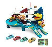 RedCrab Dinosaur Pista Macchinine Giocattolo, Dinosauri Piste Macchinine per Bambini con 4 Macchinine da 3 a 14 Anni, Regalo di Compleanno per Ragazzi e Ragazze