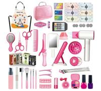 RedCrab Set Parrucchiera e Trucchi, 55 Pezzi Kit di Bellezza e Parrucchiere per Bambini con Asciugacapelli, Arricciacapelli, Valigia Trucchi e Altri Accessori, Giochi di Ruolo per Bambini 3+ Anni