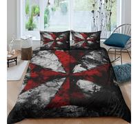 RedCrossSymbolcopripiumino morbida microfibra 3 pezzi motivo 3D cerniera nascosta GothicDarkArtStyle Set Di Copripiumino con federe per cuscini soffice morbido e comodo for adulti Single（140x200cm）