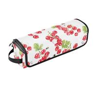 Redcurrant Fruit White 2 in 1 - Organizer per strumenti per capelli con tappetino resistente al calore, custodia per il trasporto di ferro arricciacapelli piatto, impermeabile, organizer per utensili