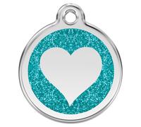 RedDingo Collare Per Cani Glitter Cuore Aqua Incisione Personalizzata Per Cani