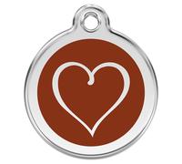 RedDingo Marca Per Gatti Con Incisione Cartoon Cuore Marrone, Ø 20 Mm, Taglia S