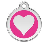 RedDingo Marca Per Gatti Cuore Incisione Rosa Caldo Ø20mm Personalizzato S 7g