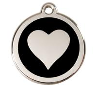 RedDingo Marca Per Gatti Nera Cuore Con Incisione Personalizzata, 20Mm S