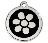 RedDingo Medaglietta Per Cani Fiore Nera Incisibile | Accessori Per Cani ID Tag