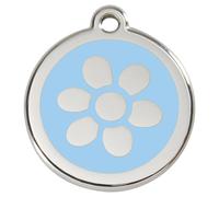 RedDingo Medaglietta Per Cani Incisa Fiore Azzurro Personalizzabile