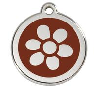 RedDingo Medaglietta Per Cani Incisa Fiore Marrone Personalizzabile Per Cani