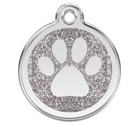 RedDingo Medaglietta Per Cani Personalizzabile Con Glitter Orma - Argento, S/M/L