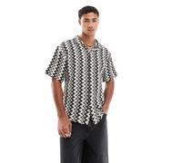 Redefined Rebel - Camicia squadrata all'uncinetto con motivo a spina di pesce monocromatico-Multicolore XS
