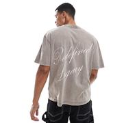Redefined Rebel - T-shirt oversize grigia con motivo sul retro-Grigio XS